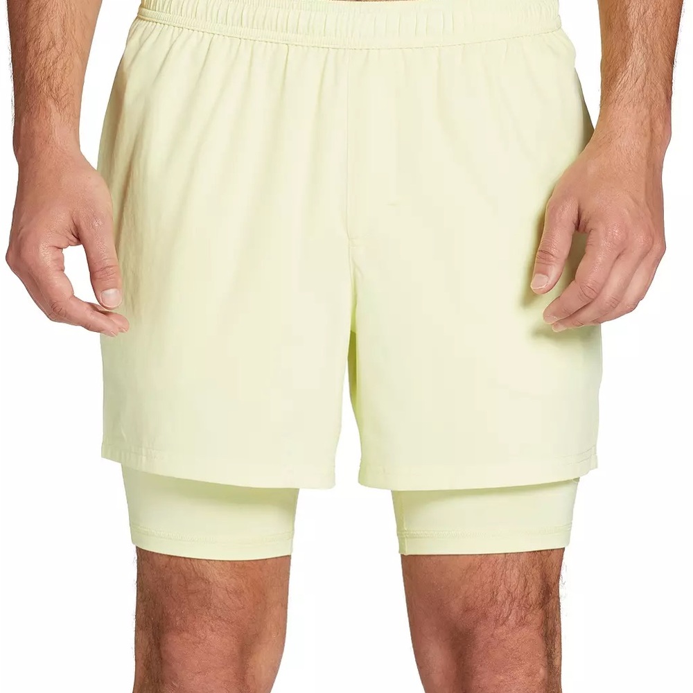 New Men’s 2XL DSG Agility Workout Shorts with Pocket Yellow Pulse
